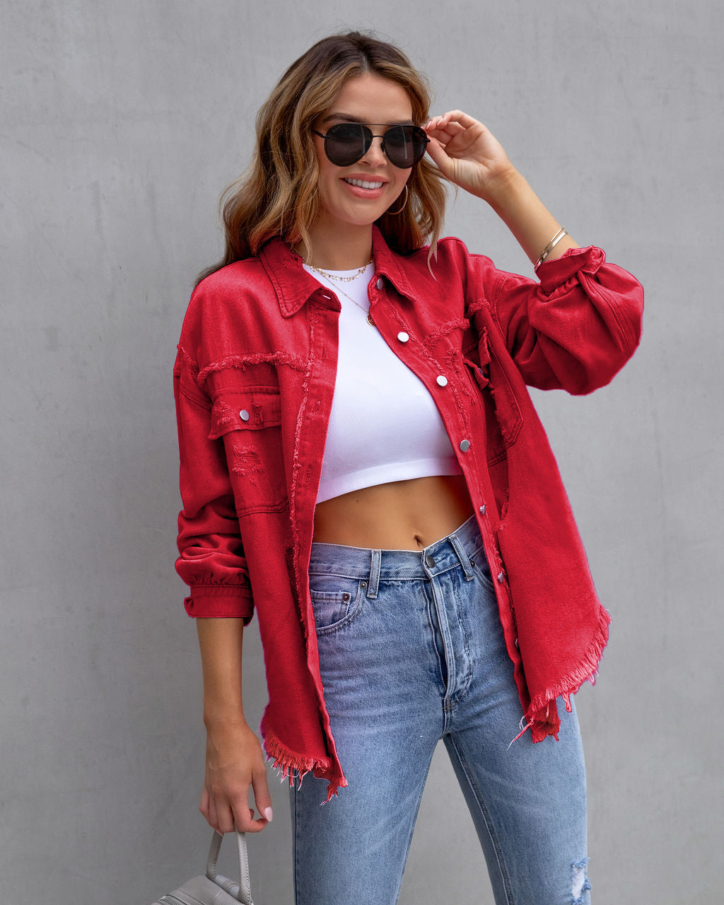 Raw Edges And Holes Casual Denim Jacket