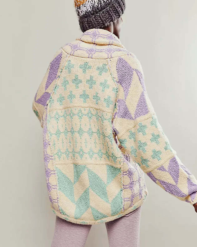 LooseFit Abstract Knit Cardigan