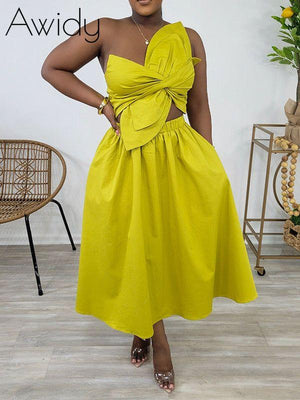 Floral Cutout Dress Yellow