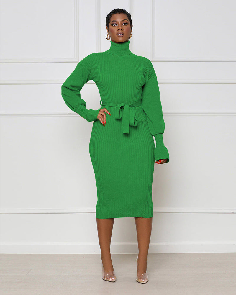 Giving Me Sleeves Sweater Dress in GREEN
