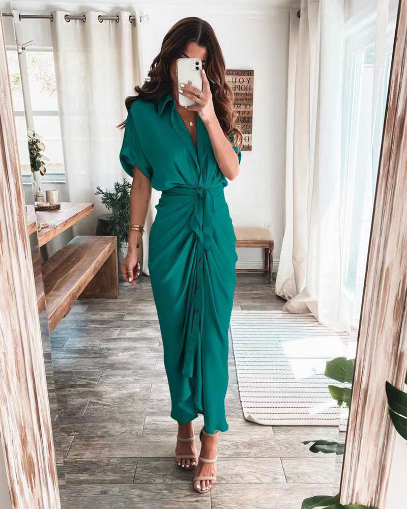 fashion style maxi dress DeepGreen