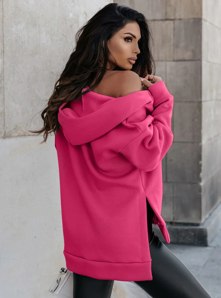 Cardigan Hooded Loose Fleece Sweatshirt