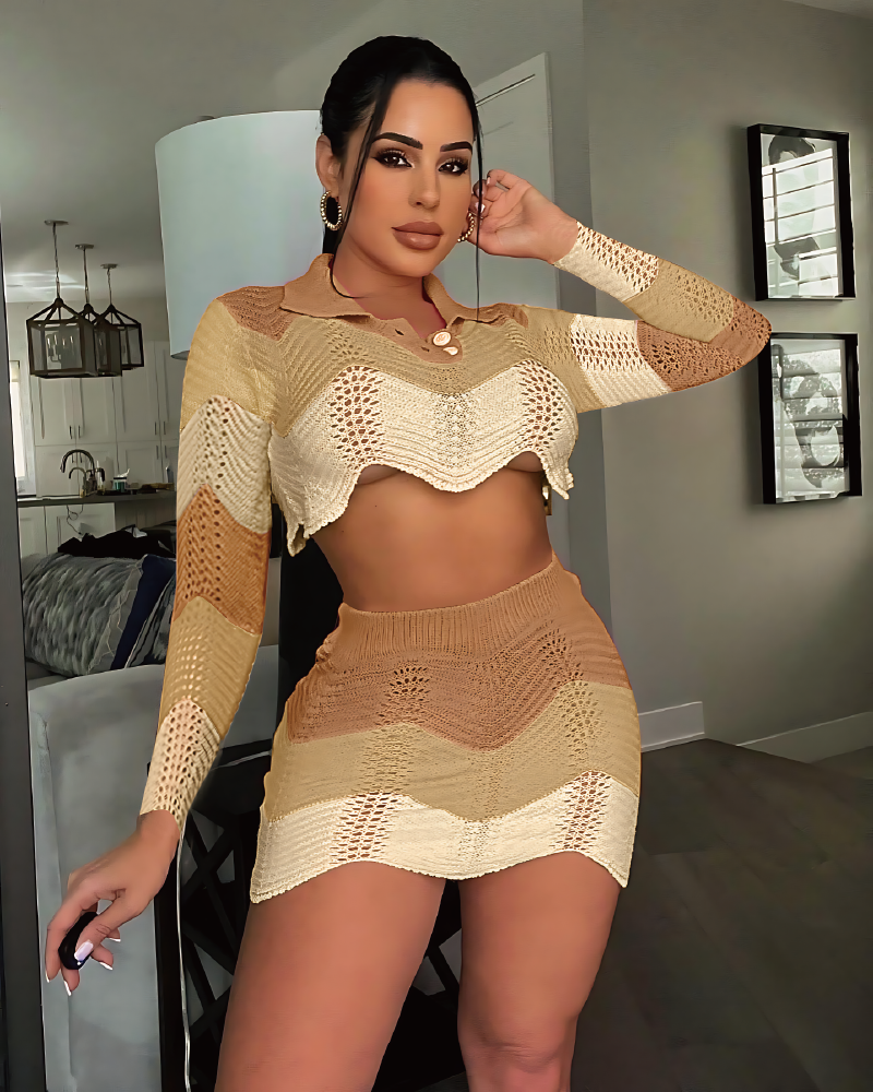 Stacia Days Skirt Set Khaki