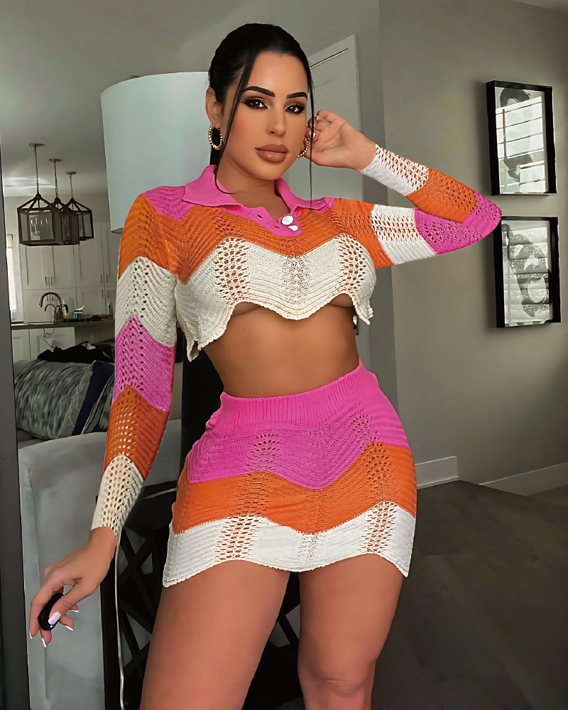Stacia Days Skirt Set Peach
