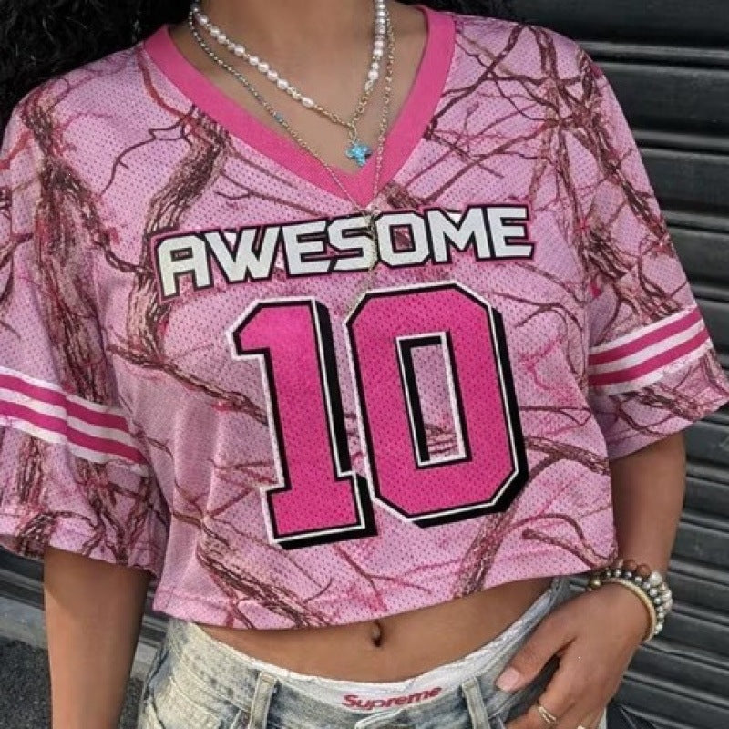 Printed Short Sleeve Cropped T-Shirt for Casual Streetwear
