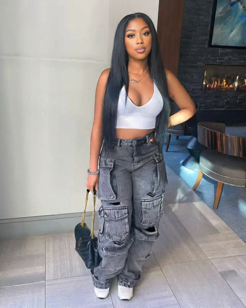 Lexi Cargo Jeans Black