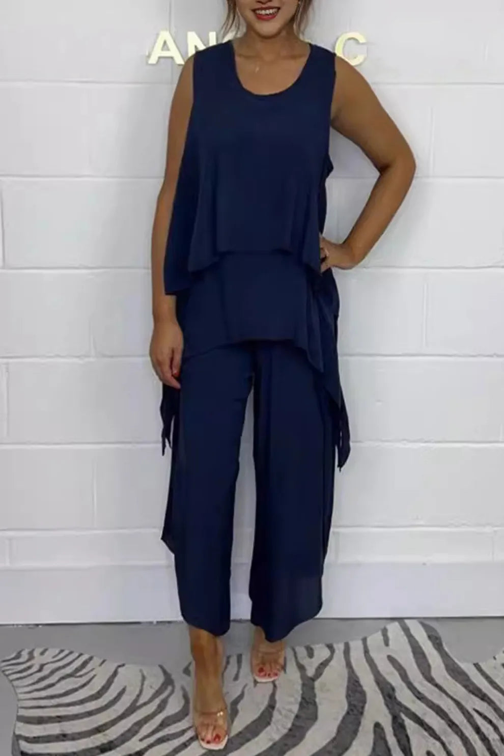 Solid Color Irregular Three piece Outfit