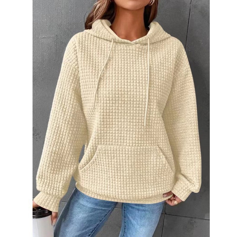 Waffle Neck Long Sleeve Sweatshirt
