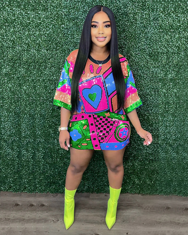 Everlee Sequin Dress Hot pink