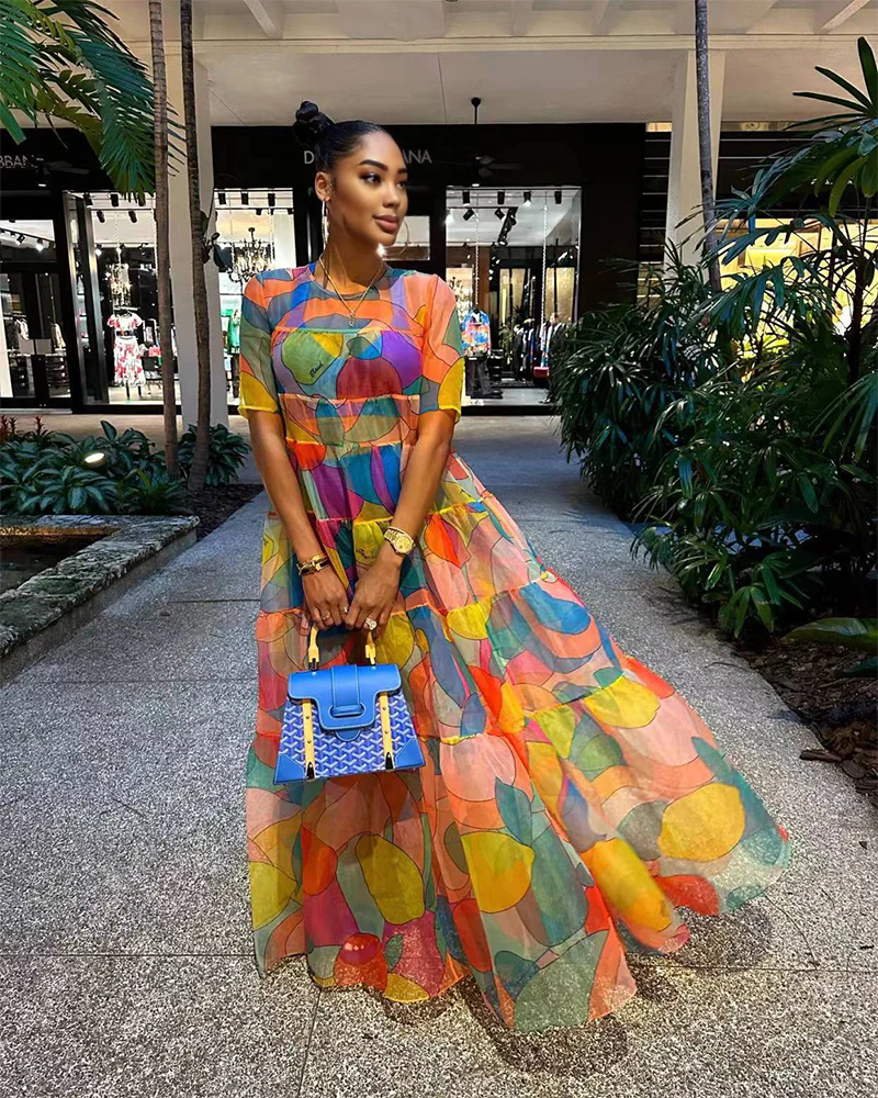 Boho Chic Print Maxi Dress Orange