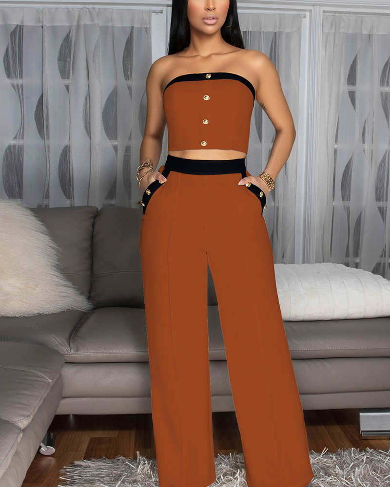 Snatched & Swingin Pants Set Brwon