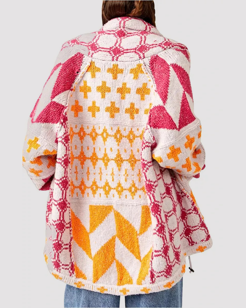 LooseFit Abstract Knit Cardigan