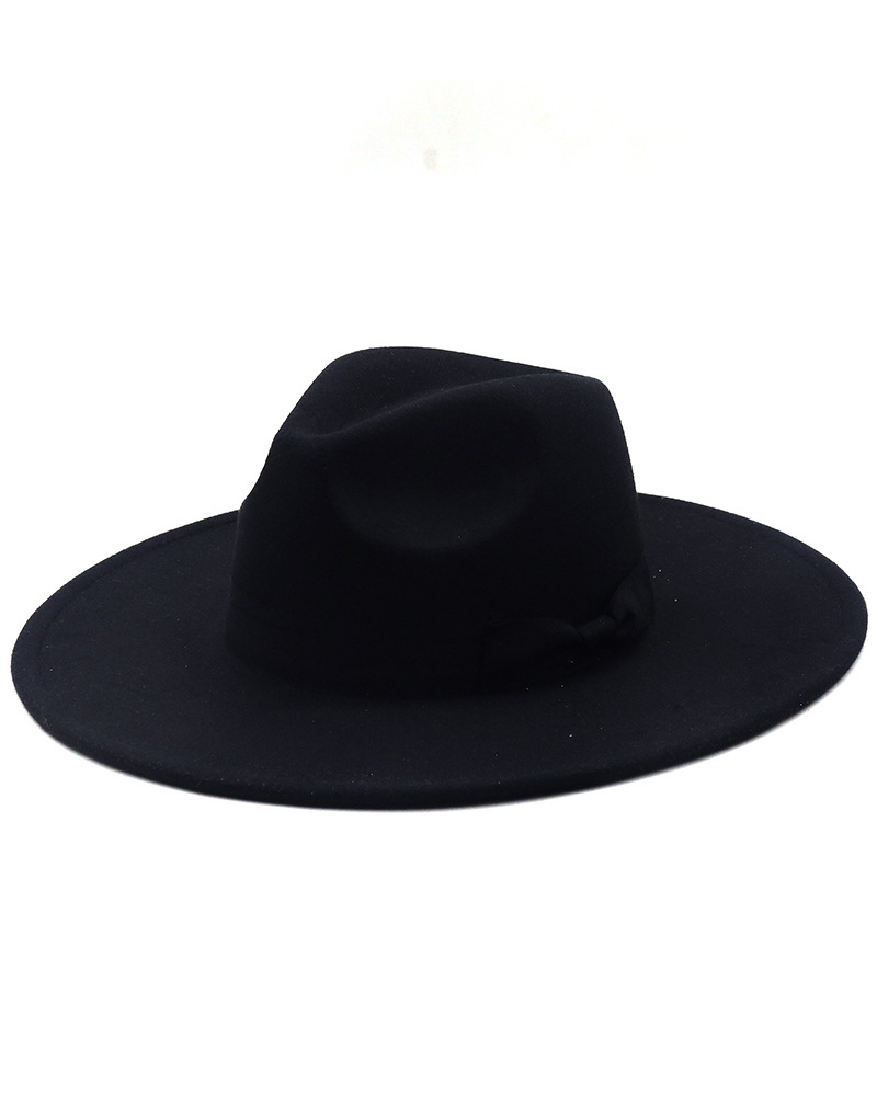Bow Solid Color Fedora Black