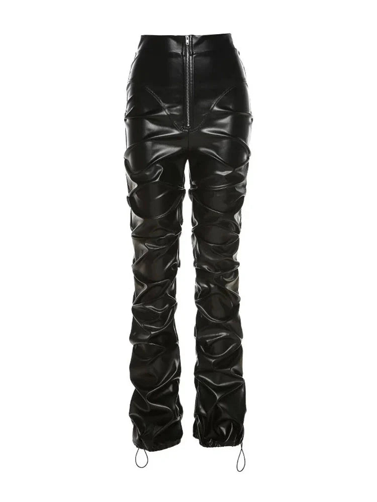 Ruched Leather Pants