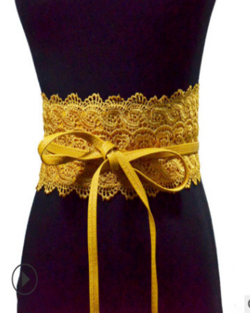 Lace trimmed wide waistband Onesize Turmeric
