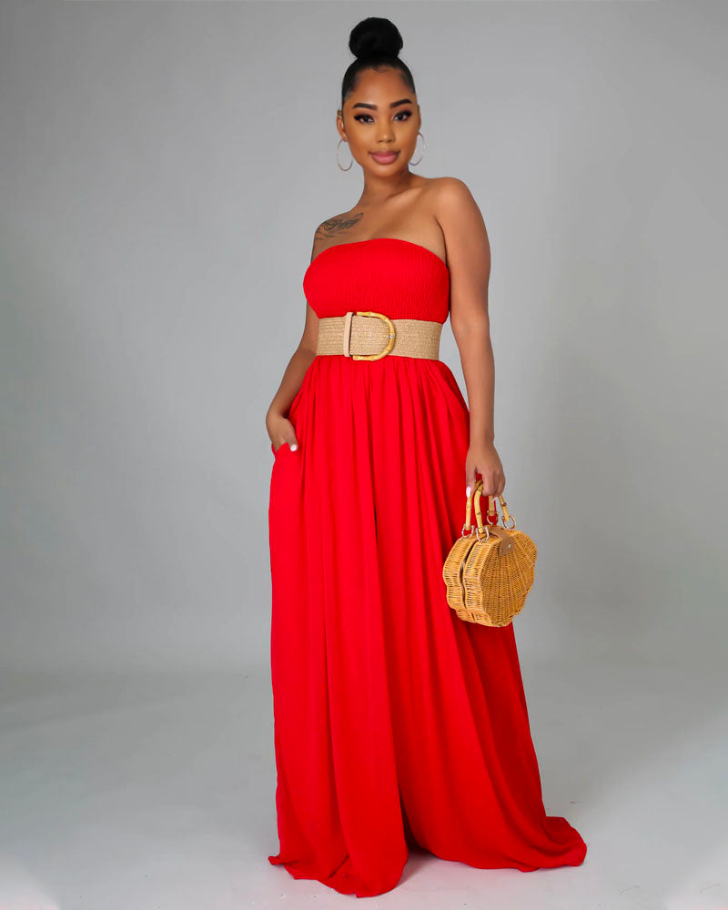Free Flare Jumpsuit Red