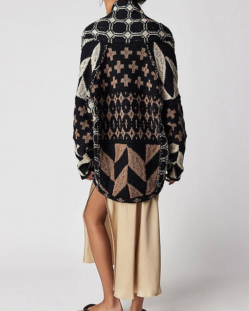LooseFit Abstract Knit Cardigan