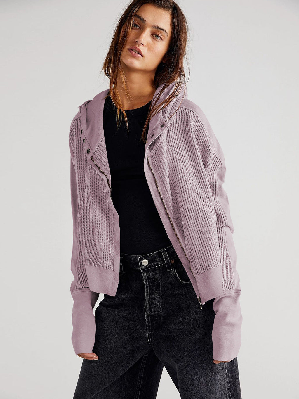 Patchwork Zipper Hoodie