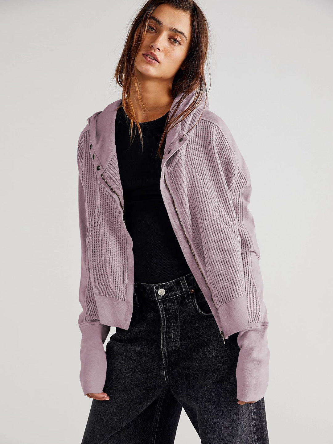 Patchwork Zipper Hoodie