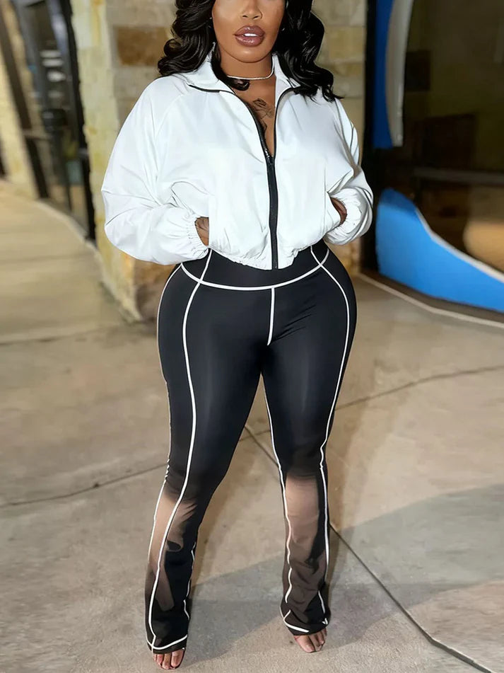 Contrast Windbreaker Jacket & Leggings Set
