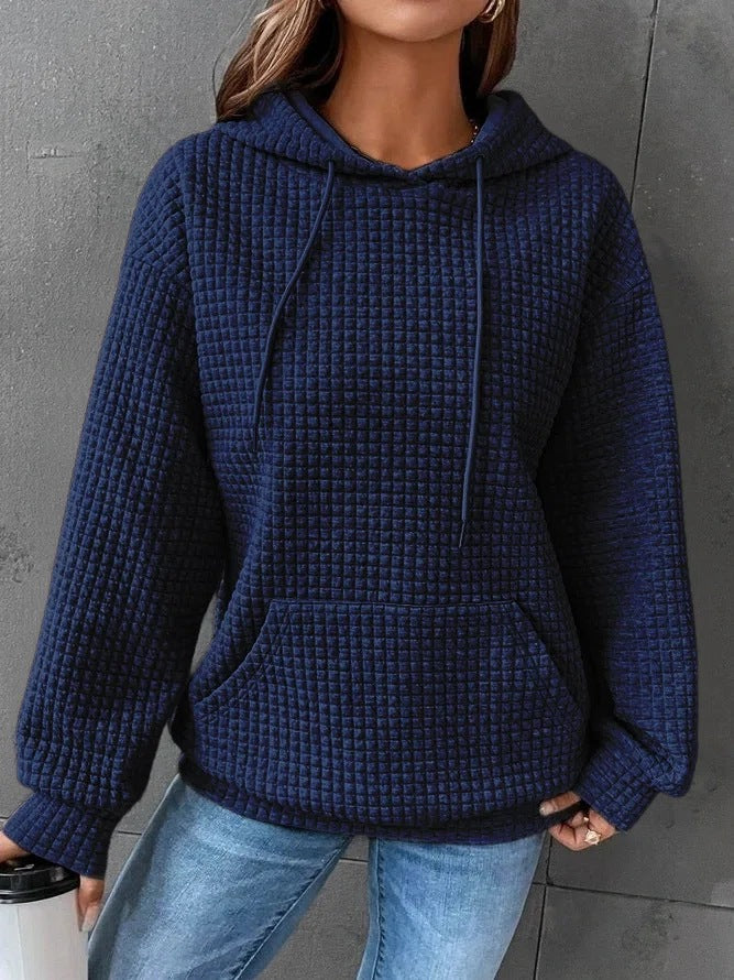 Waffle Neck Long Sleeve Sweatshirt