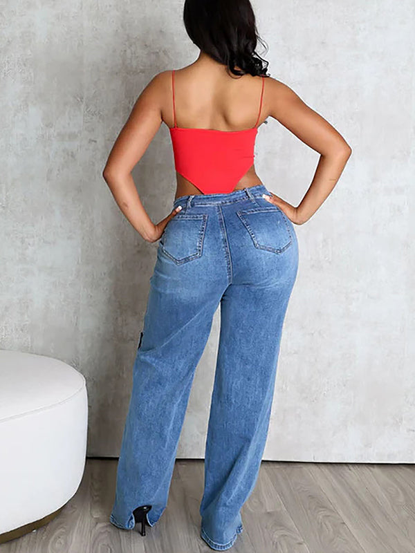 Jean droit détachable