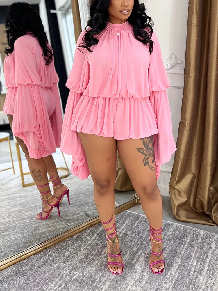 Dream Ruffle Draped Romper