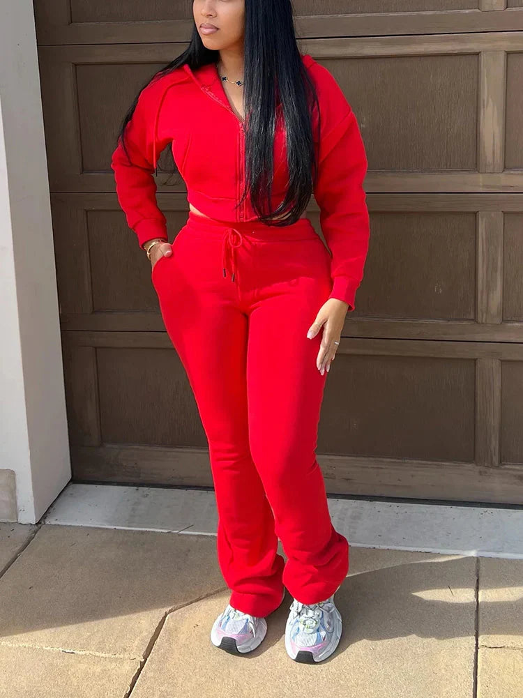 Basic Hoodie Extended Pants Set