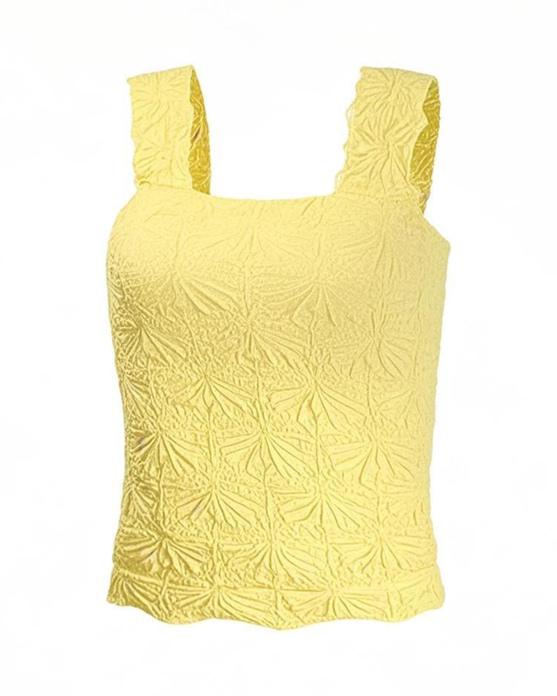 Chic Jacquard Tank Top Yellow