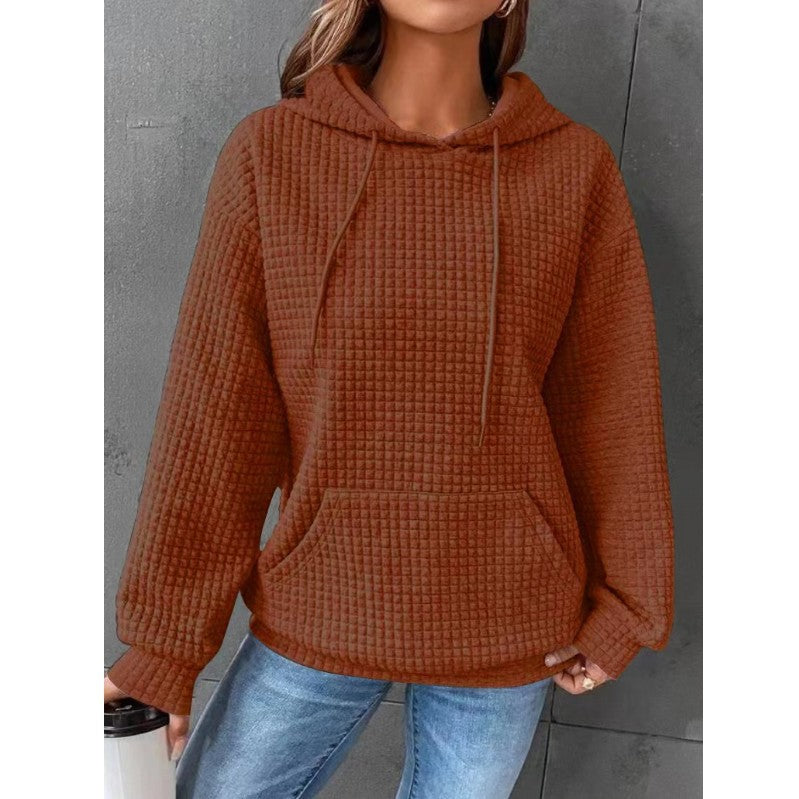 Waffle Neck Long Sleeve Sweatshirt