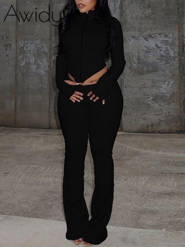 Solid Zip Top & Pants Set
