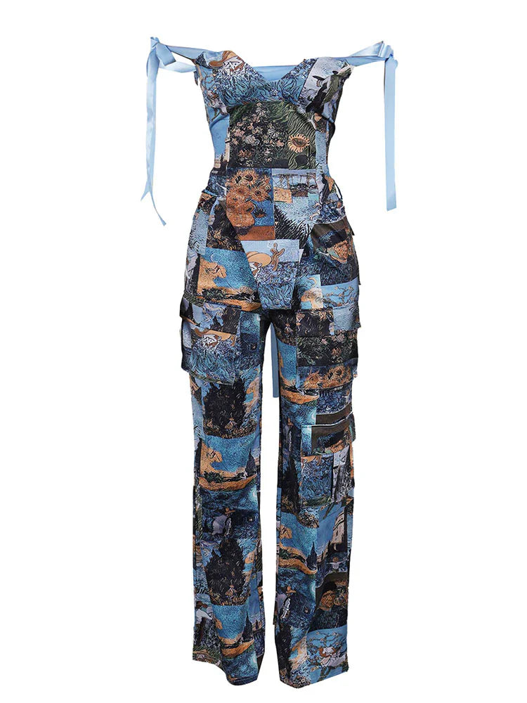 Vintage Corset Top & Cargo Pants Set