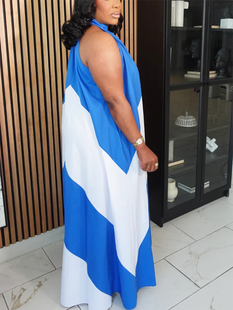 Vacation Color Block Maxi Dress