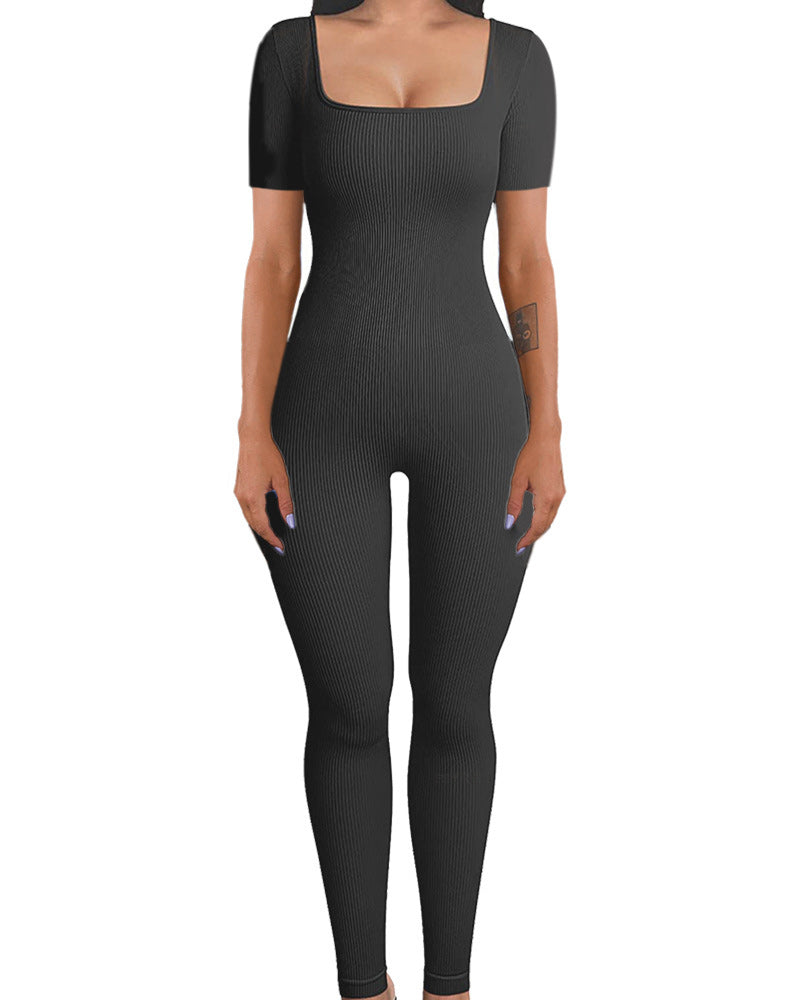 Lela Babe Jumpsuit Short Sleeves Black