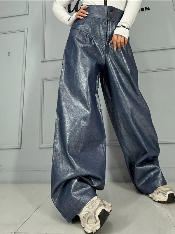 Pantalon large en similicuir