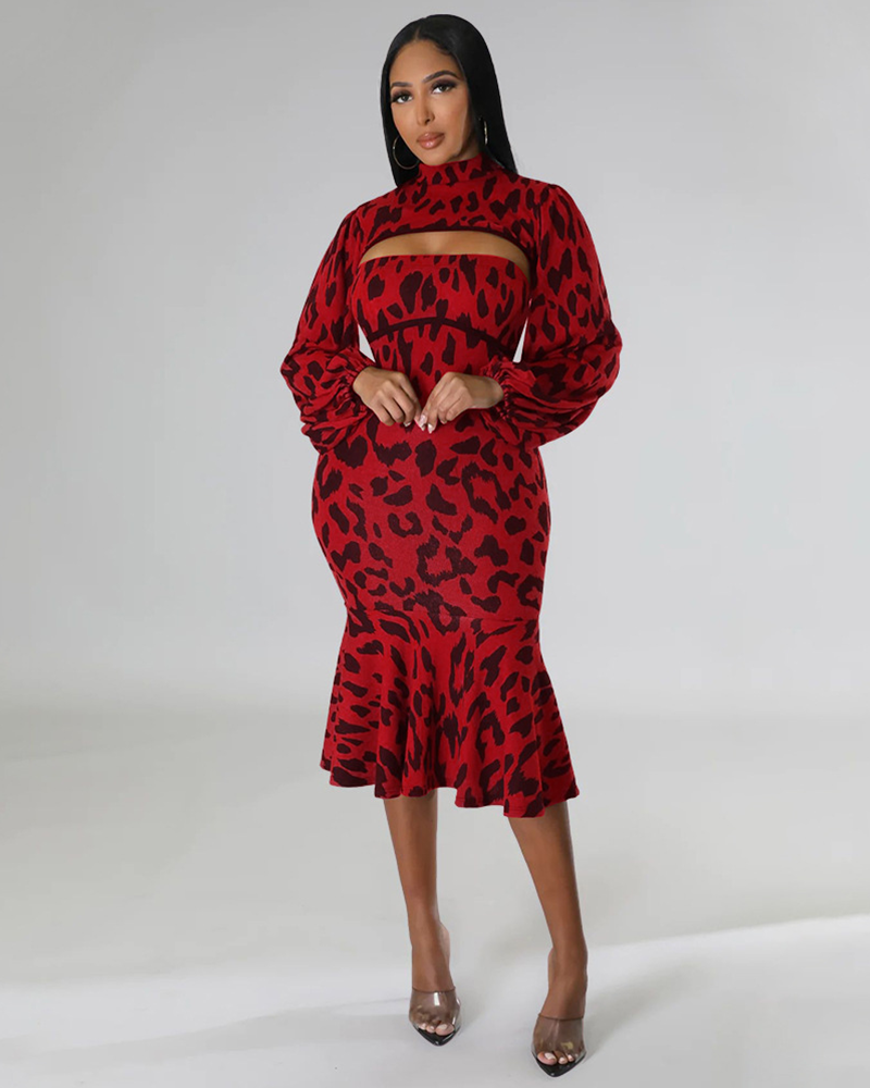 Nia Mermaid Dress Set Red