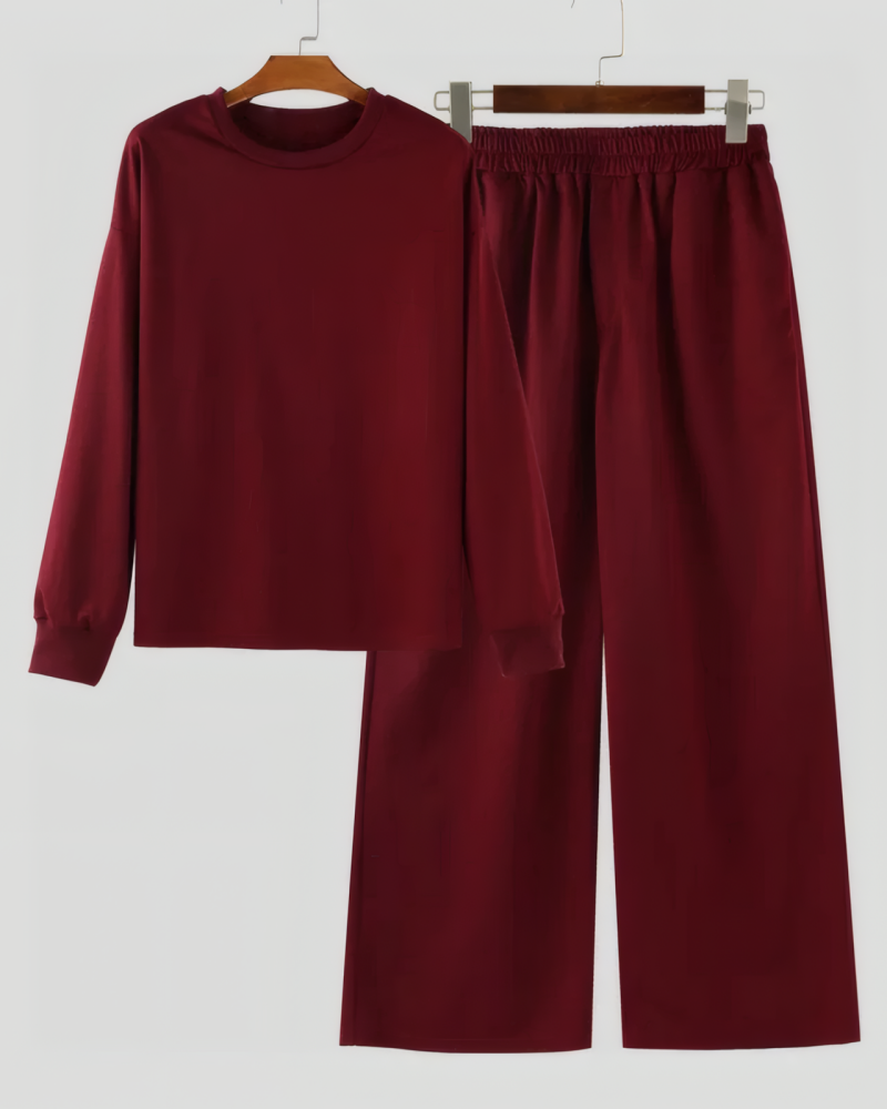 Long Sleeve Sweatshirt&Wide Leg Pants Set
