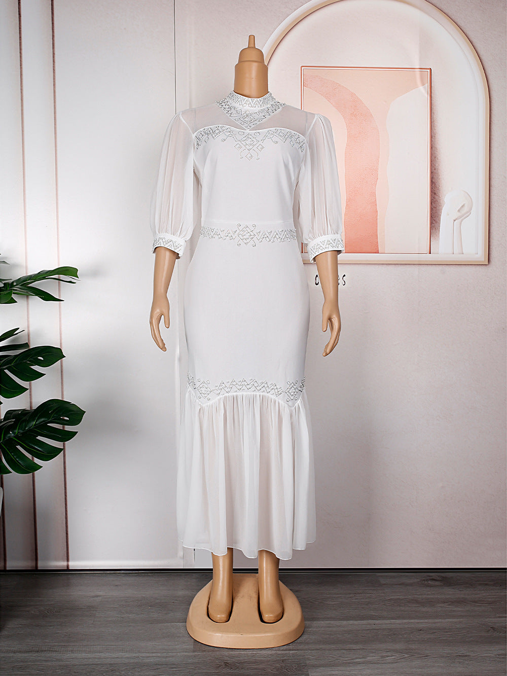 Plus Size Chiffon Patchwork African Maxi Dress for Spring & Summer Events