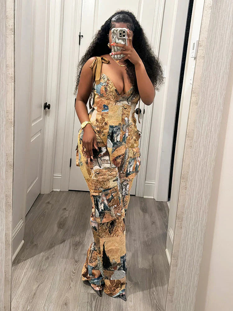Vintage Corset Top & Cargo Pants Set