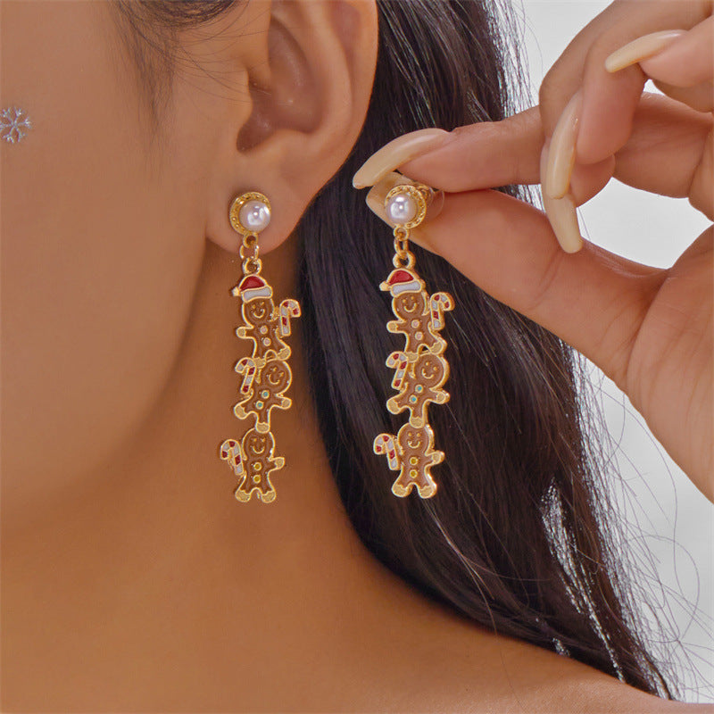 Christmas Tree Gingerbread Man Fashionable Cute Versatile Earrings