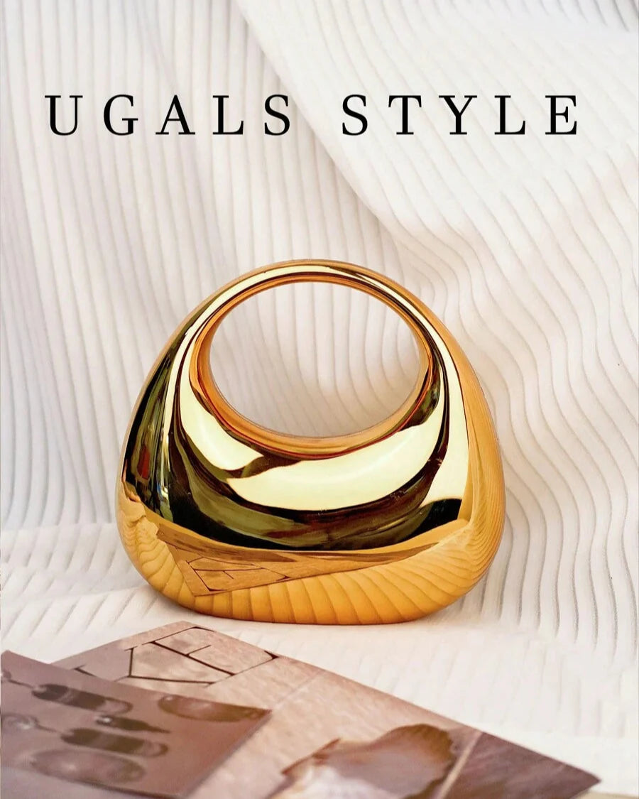 Party Prom Crescent Clip Bag Gold