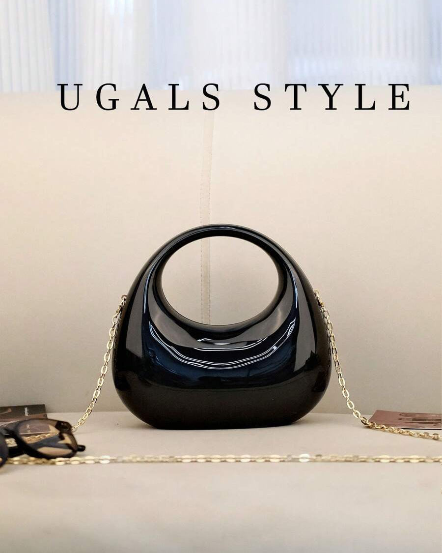 Party Prom Crescent Clip Bag Black
