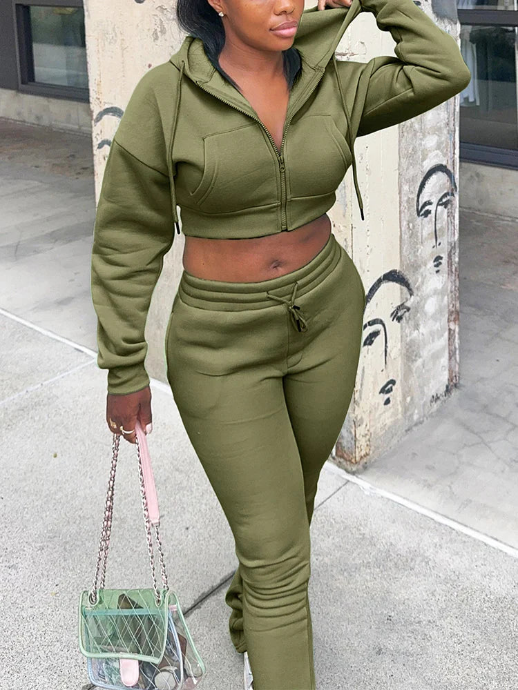Basic Hoodie Extended Pants Set