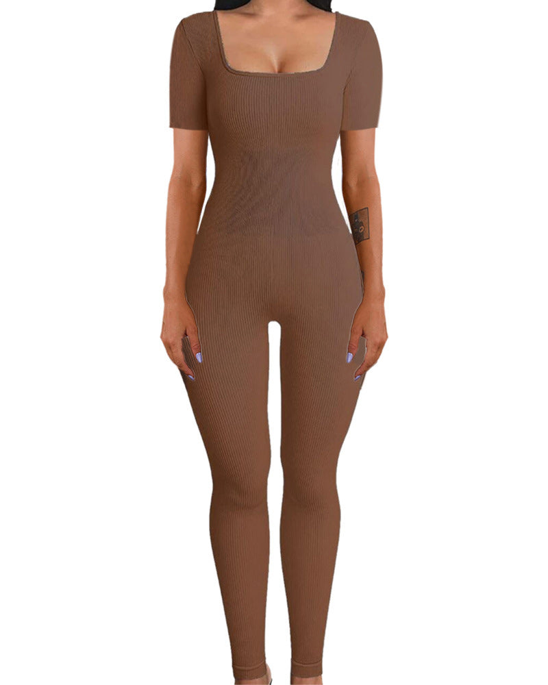 Lela Babe Jumpsuit Short Sleeves Brown