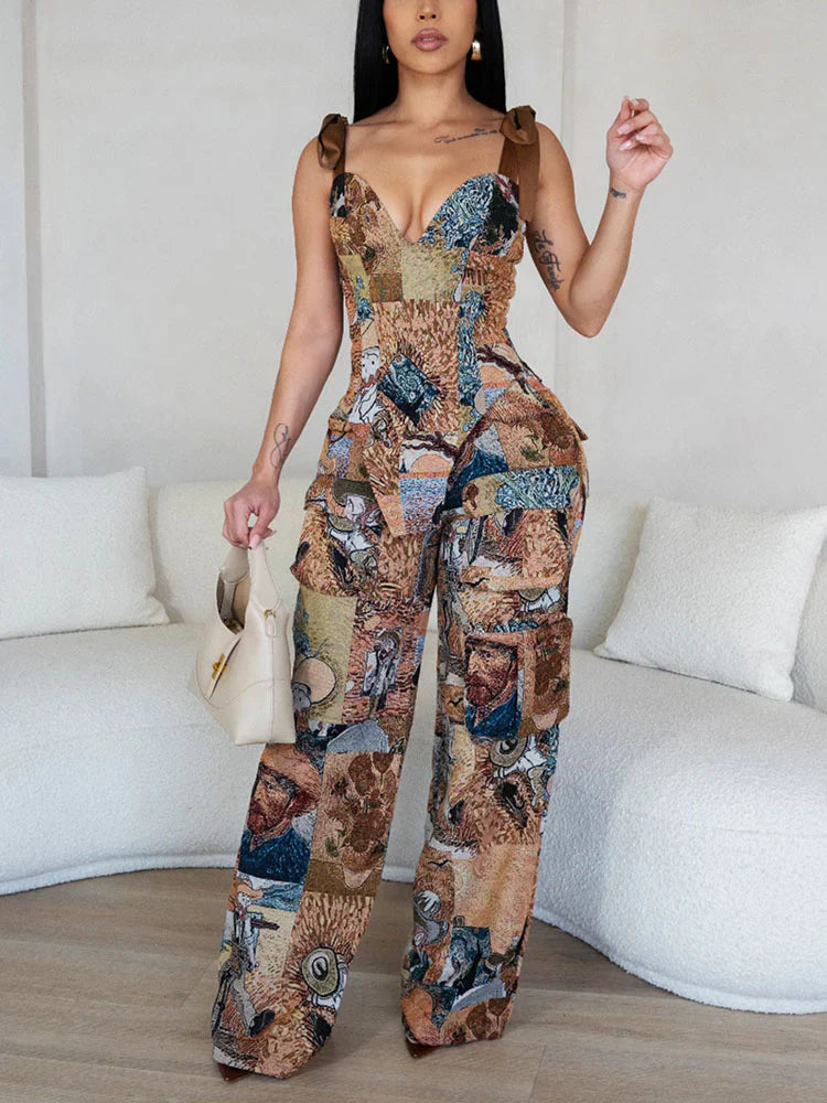Vintage Corset Top & Cargo Pants Set