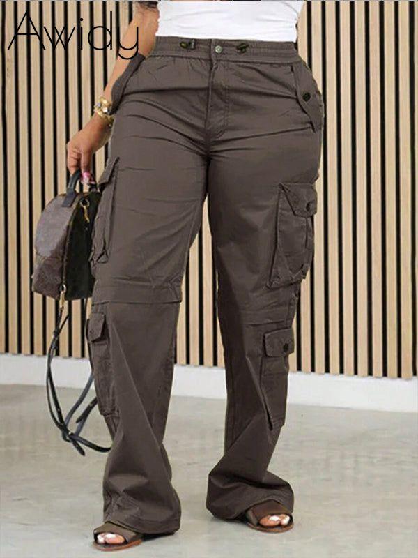 Solid Cargo Pants Brown