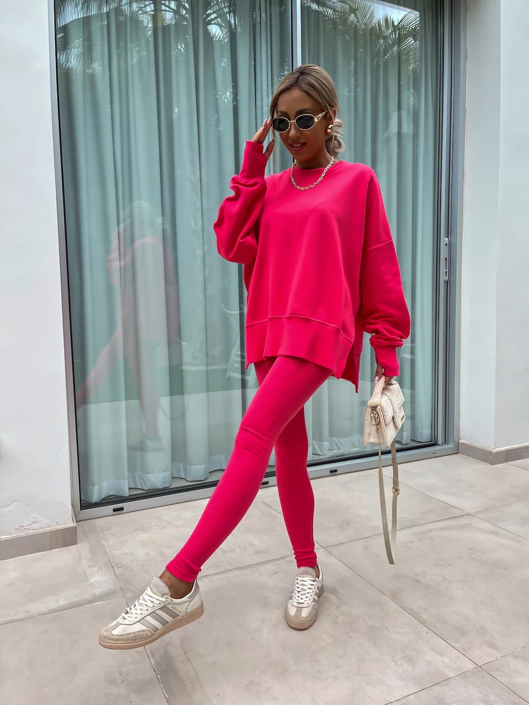 Casual Skinny Pants Loose Sweatshirt Set
