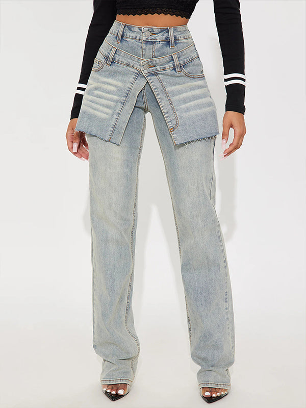 Jean droit à double taille