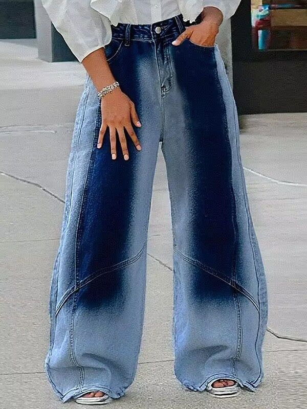 Ombre Wide-Leg Jeans