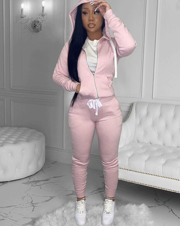 Never Basic - 2PC Sweatsuit Pink